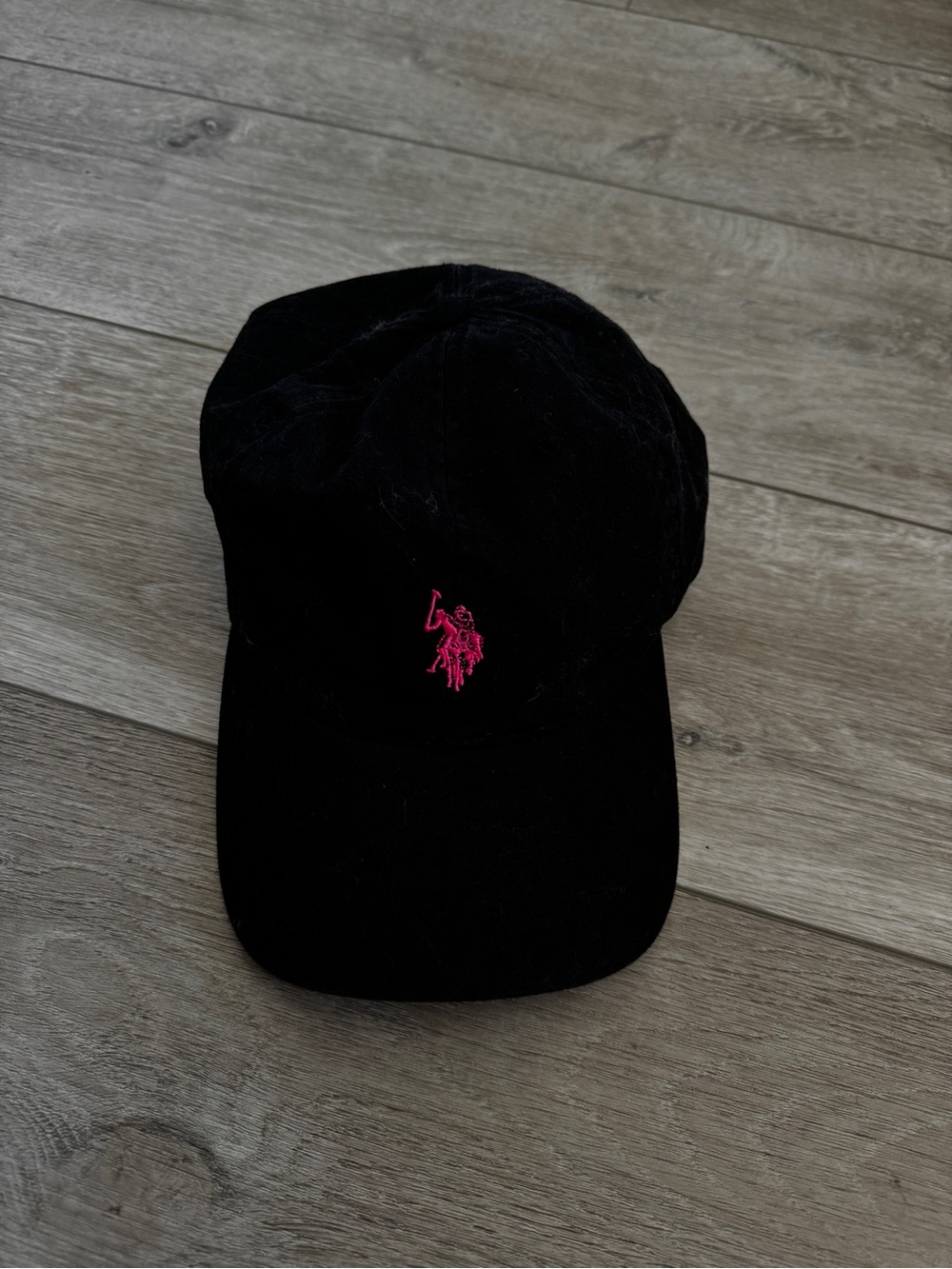 U.S. Polo Assn. Black Baseball Cap with Hot Pink Logo